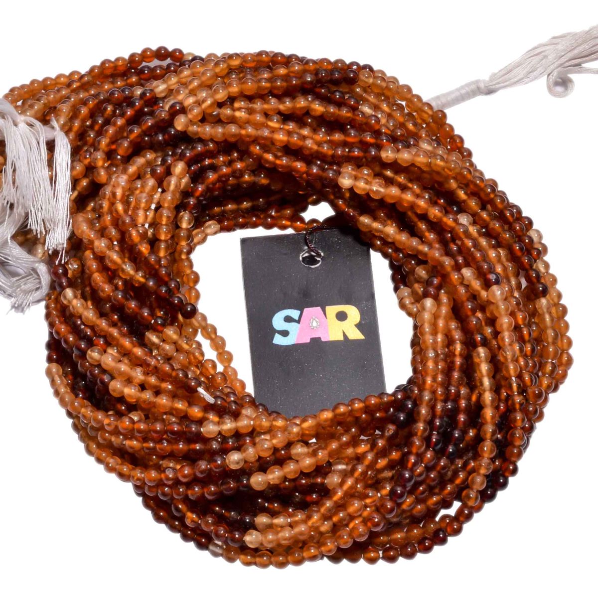 Hessonite Garnet Round Ball Shape 4 mm ( Shaded) Plain Stone Beads