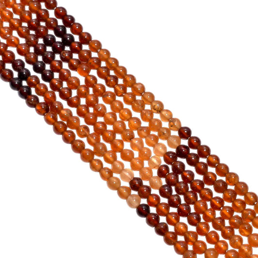 Hessonite Garnet Round Ball Shape 4 mm ( Shaded) Plain Stone Beads