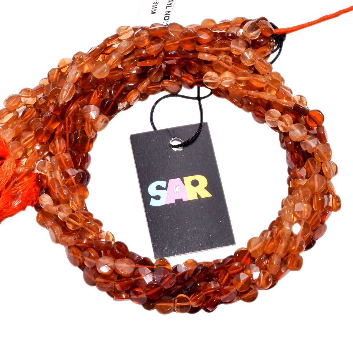 Hessonite Garnet Faceted Stone Beads 5-6 mm With Coin Shape