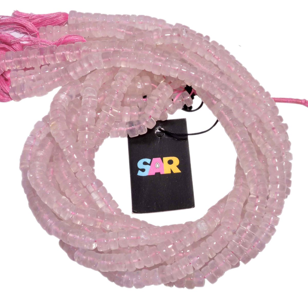 Rose Quartz Smooth Beaded Beads 7-8mm With Wheel Shape