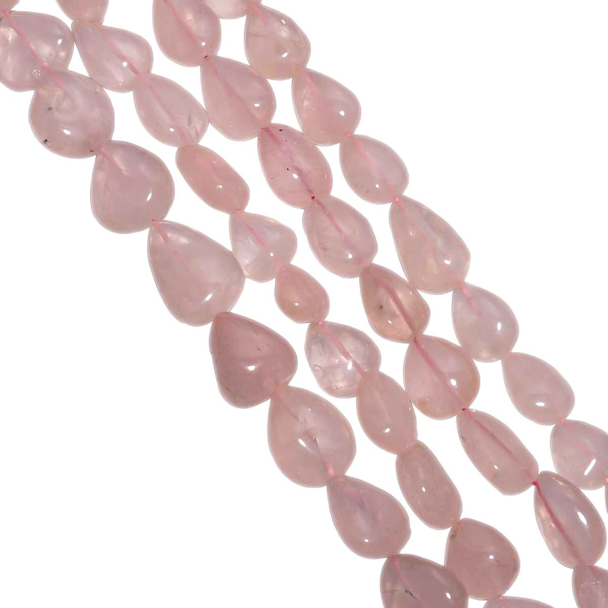Rose Quartz Plain Beaded Beads-  10x9-16x12mm Pear Shape
