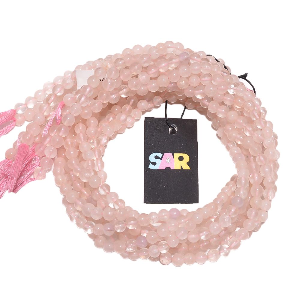 Rose Quartz Plain Beaded Beads in  4.5-6mm  Round Ball Shape