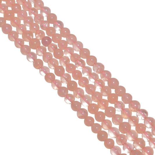 Rose Quartz Plain Beaded Beads in  4.5-6mm  Round Ball Shape