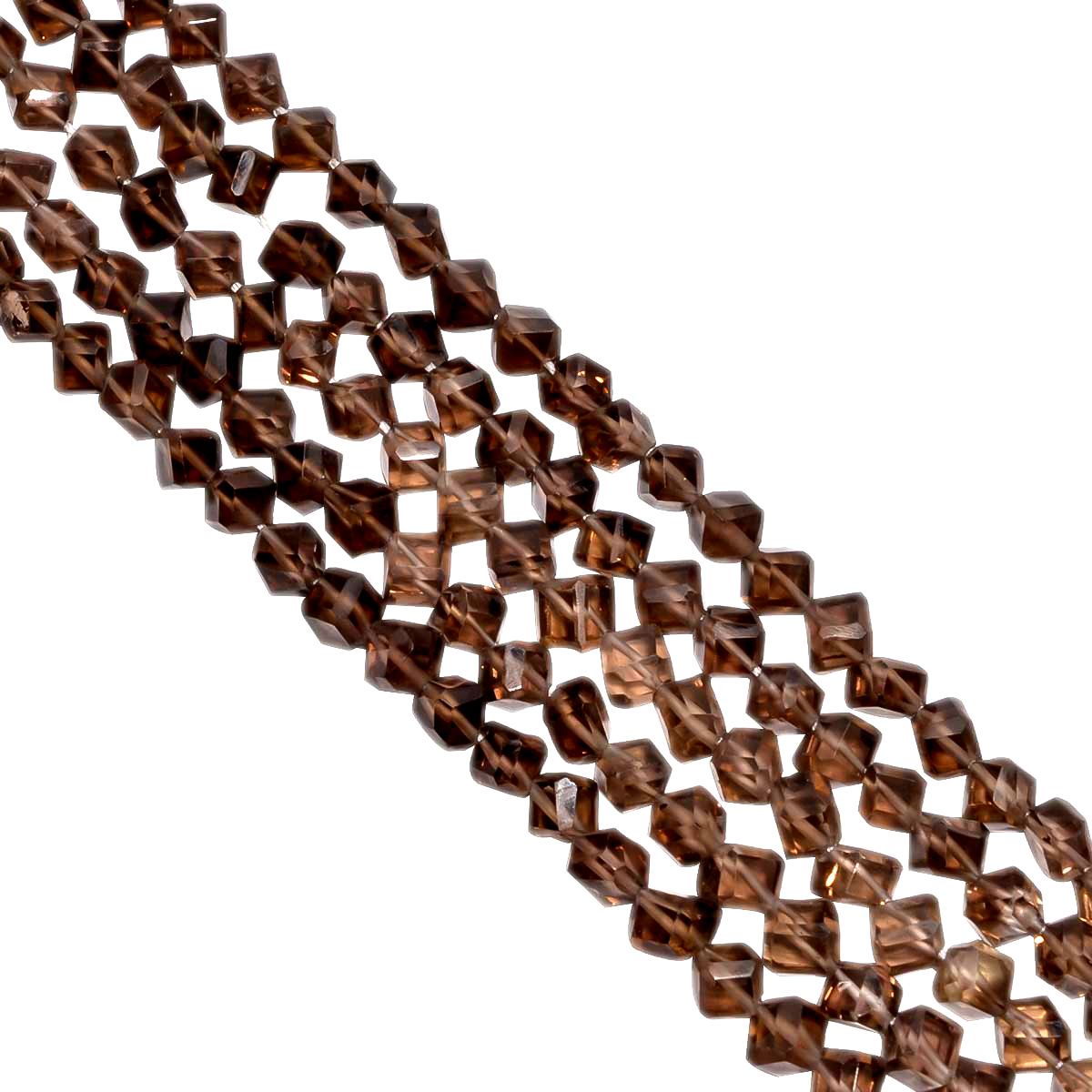 Smoky Quartz (Shaded) 6x4-6x5mm Faceted Dice Beads Strand, Smoky Quartz Shaded Faceted Dice Beads, Smoky Quartz Beads