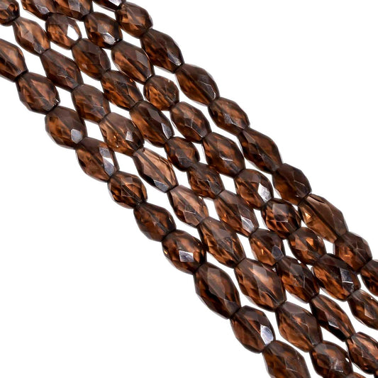 Smoky Quartz 7x5-12x9mm Rose Cut Faceted Oval Beads Strand, Smoky Quartz Faceted Rose cut Beads, Smoky Rose Cut Beads