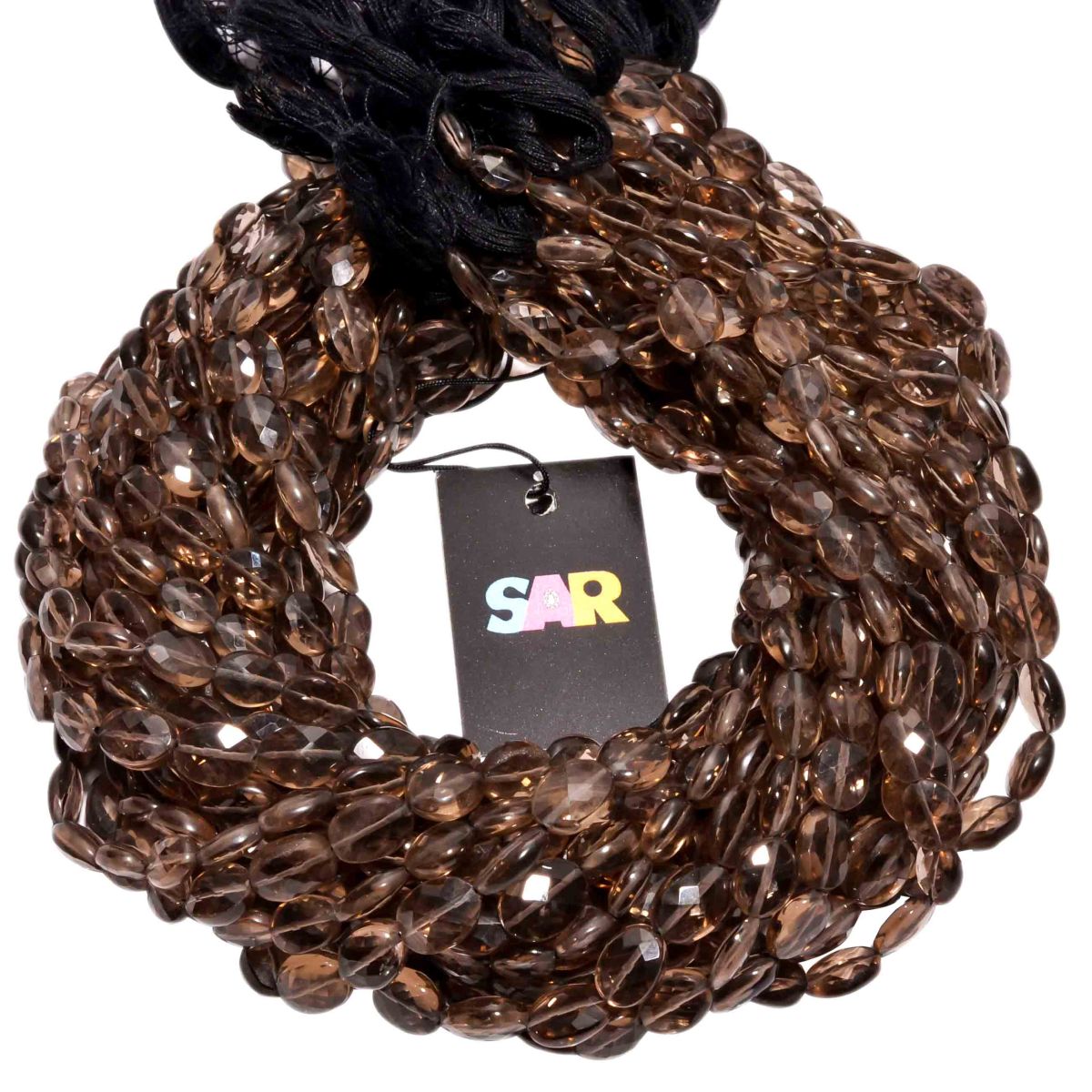 Smoky Quartz 8x6-12x10mm Rose cut Faceted Oval Beads Strand, Smoky Quartz Faceted Oval Beads, Smoky Quartz Rose Cut Oval Beads