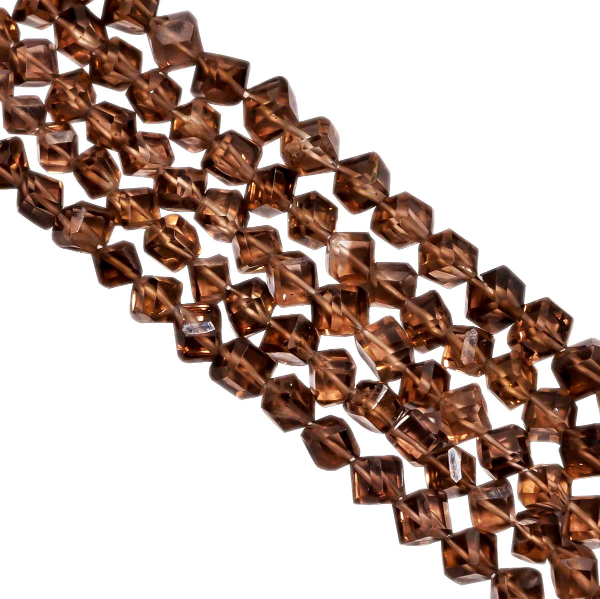 Smoky Quartz 6x4-6x5mm Faceted Dice Beads Strand, Smoky Quartz Faceted Dice Beads, Smoky Quartz