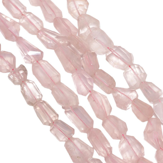 Rose Quartz Faceted Beaded Beads - 11x9-20x10mm Size and Tumble Shape