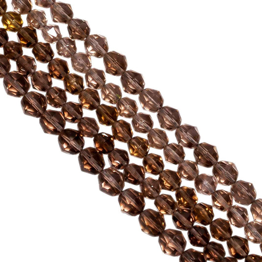 Smoky Quartz 7-8mm Faceted Bulb Beads Strand, Smoky Quartz Faceted Bulb Beads