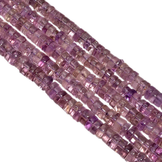 Brazil Amethyst 6-8mm Smooth Wheel Beads Strand, Lite Amethyst Plain Wheel Beads, Brazil Amethyst Beads Strand