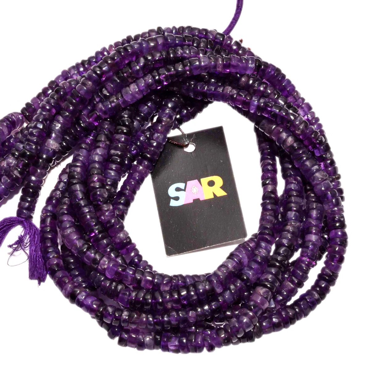 African Amethyst 5-7.5mm Smooth Wheel Beads Strand, Amethyst Plain Wheel Beads, Amethyst Beads Strand