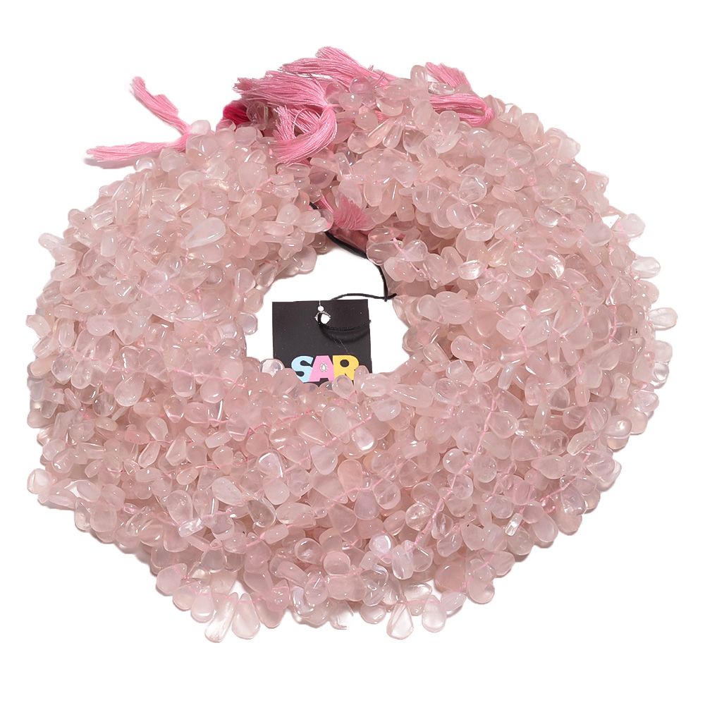 Rose Quartz Plain Drop Shape Beads - 8x6-13x9mm