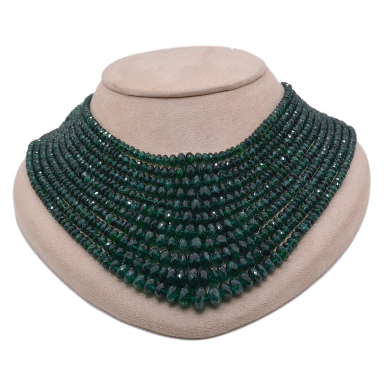 Natural Emerald Rondelle Layered Necklace – May Birthstone, Gemstone Gift for Her