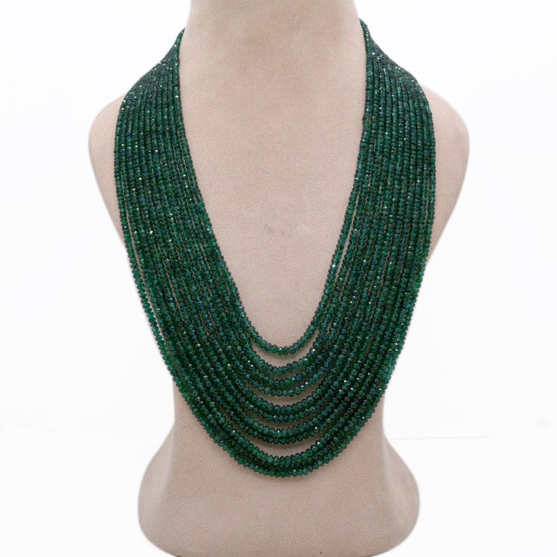 Natural Emerald Rondelle Layered Necklace – May Birthstone, Gemstone Gift for Her