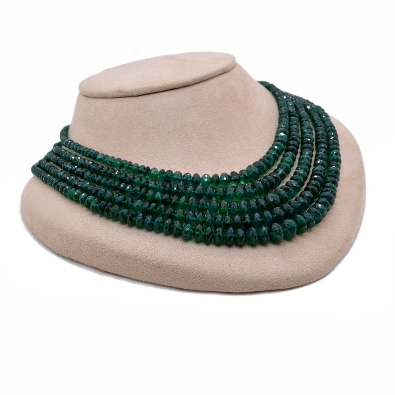 Natural Emerald Necklace – Layered Beaded Jewelry, May Birthstone Gift, Statement Necklace for Her