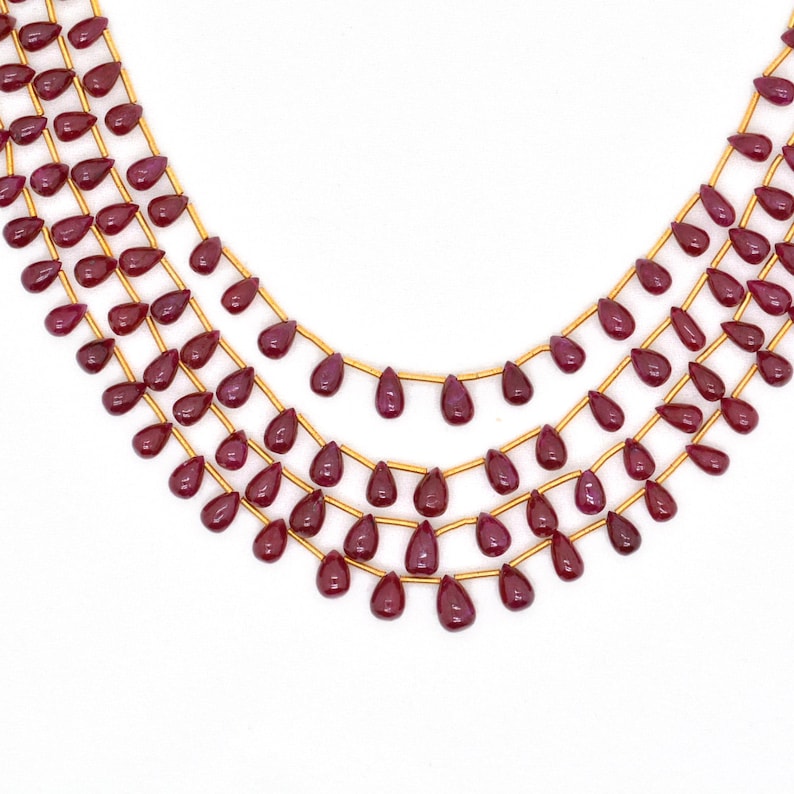 Natural Ruby Drop Necklace – 36 CM Long, Layered Statement Jewelry, Elegant Gift for Her