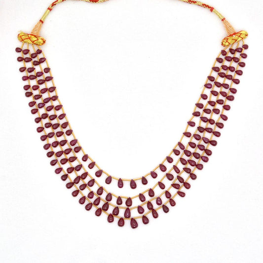 Natural Ruby Drop Necklace – 36 CM Long, Layered Statement Jewelry, Elegant Gift for Her