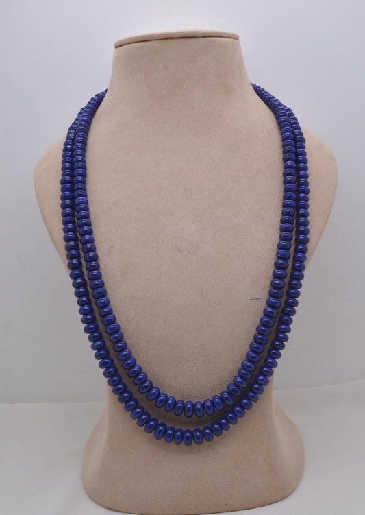 Natural Lapis Lazuli Rondelle Layered Necklace – Wedding Anniversary Gift for Her