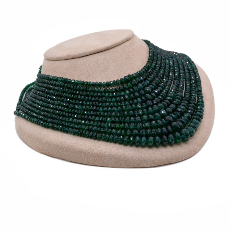 Natural Emerald Rondelle Layered Necklace – May Birthstone, Gemstone Gift for Her