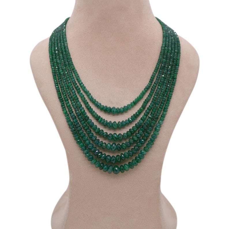 Natural Emerald Rondelle Layered Necklace – May Birthstone, Gemstone Gift for Her