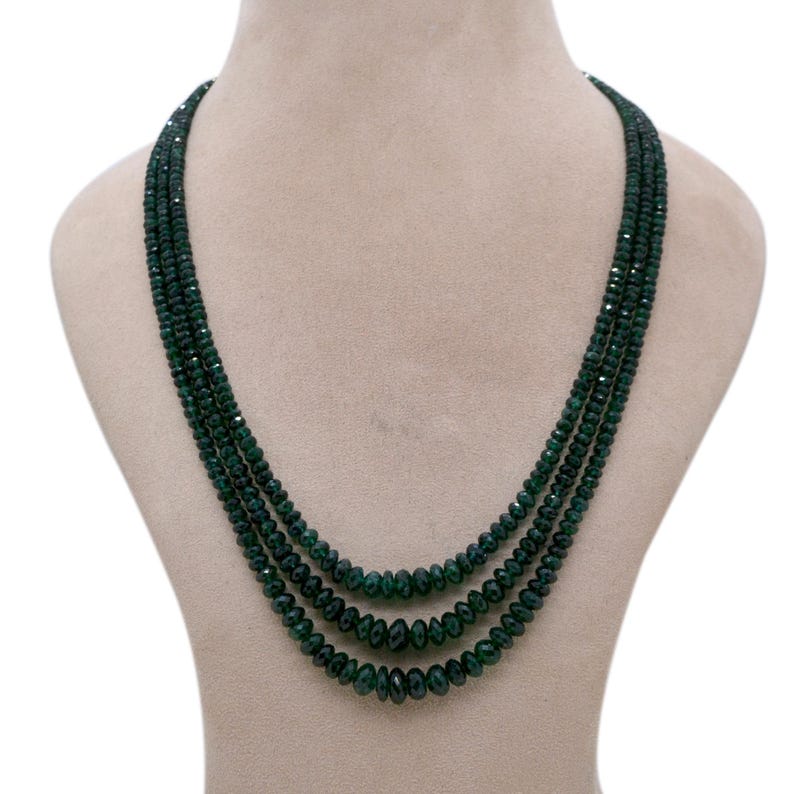 Natural Emerald Rondelle Layered Necklace – May Birthstone, Gemstone Gift for Her