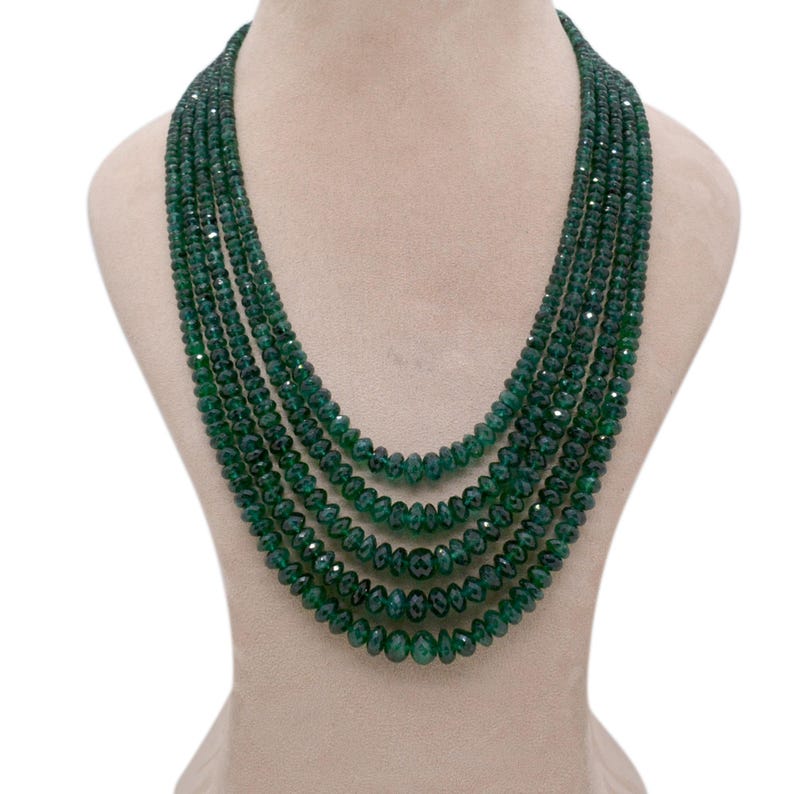 Natural Emerald Necklace – Layered Beaded Jewelry, May Birthstone Gift, Statement Necklace for Her