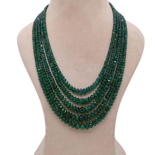 Natural Emerald Necklace – Layered Beaded Jewelry, May Birthstone Gift, Statement Necklace for Her