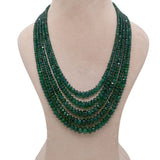 Natural Emerald Necklace – Layered Beaded Jewelry, May Birthstone Gift, Statement Necklace for Her
