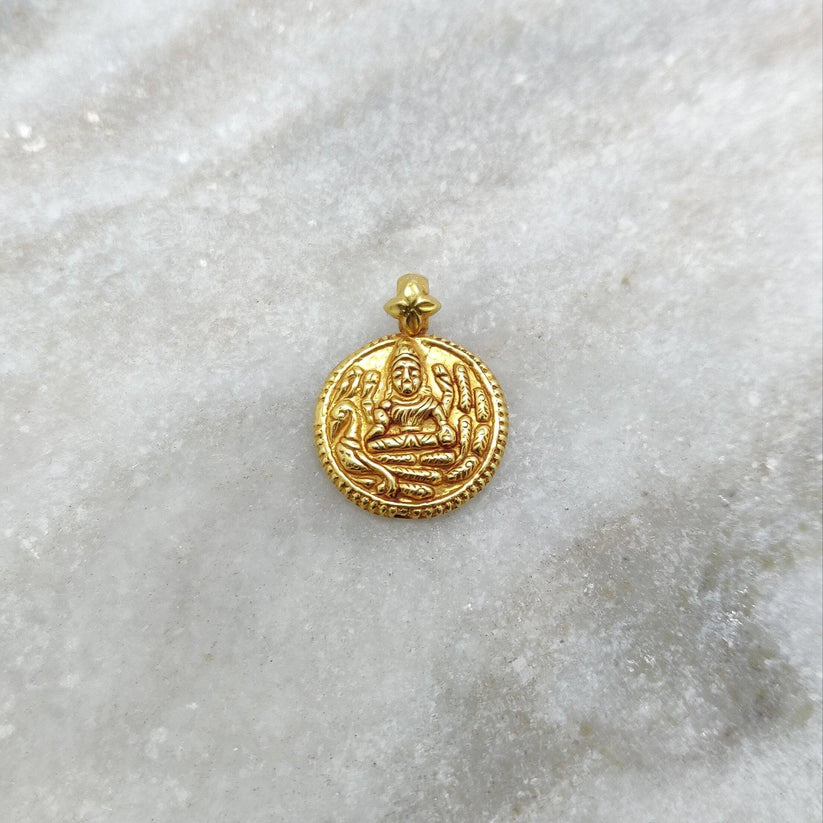Divine Grace 18K Gold Charm Pendant of Indian Goddess