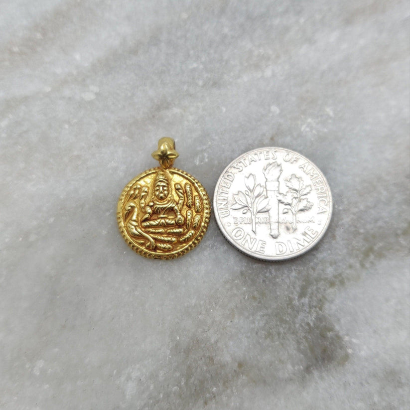 Divine Grace 18K Gold Charm Pendant of Indian Goddess