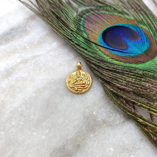 Divine Grace 18K Gold Charm Pendant of Indian Goddess