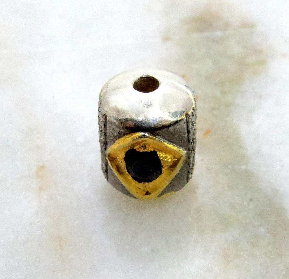 925 Sterling Silver Pave Diamond & Multi-Gemstone Tube Beads