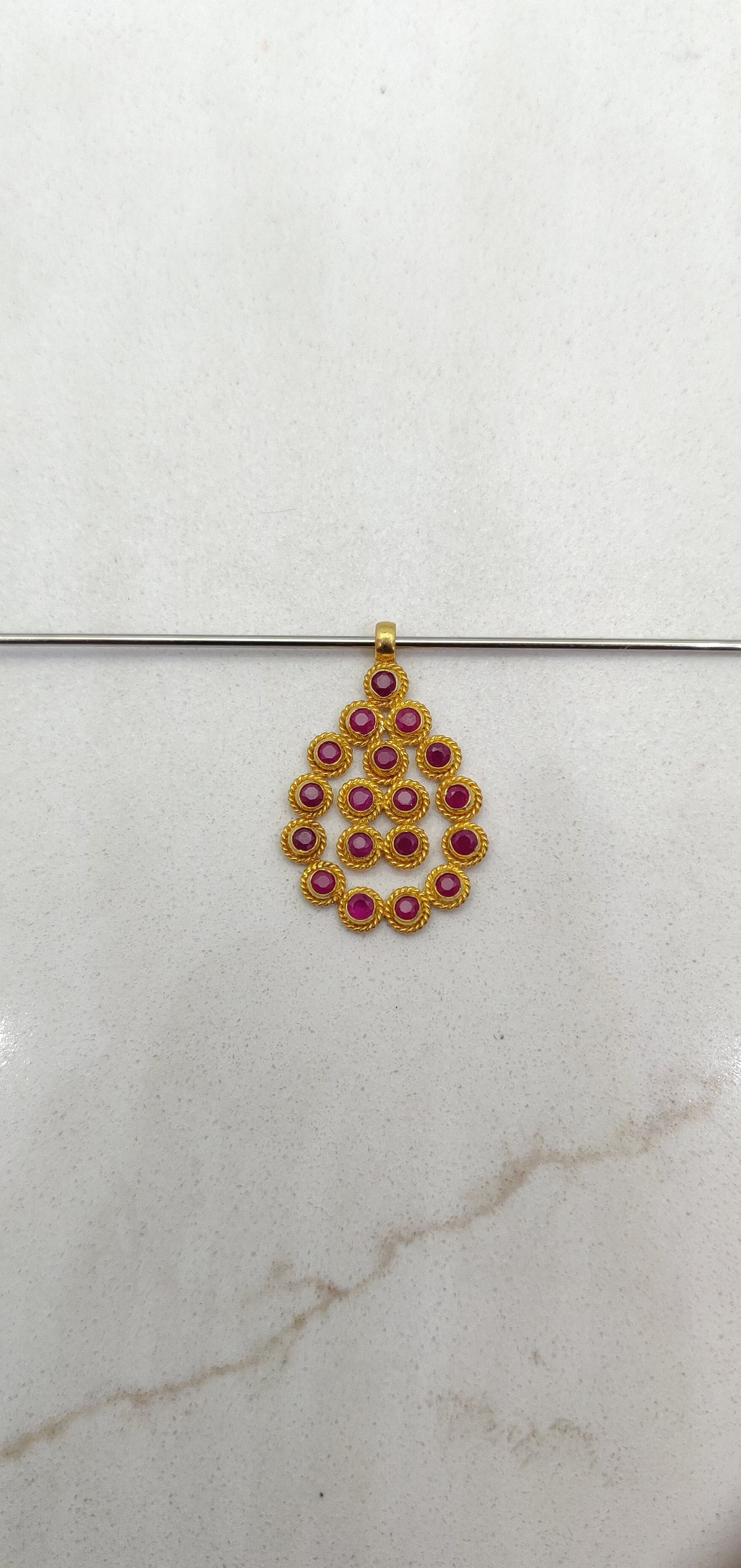 Victorian 18k Gold Hydro Ruby Pendant