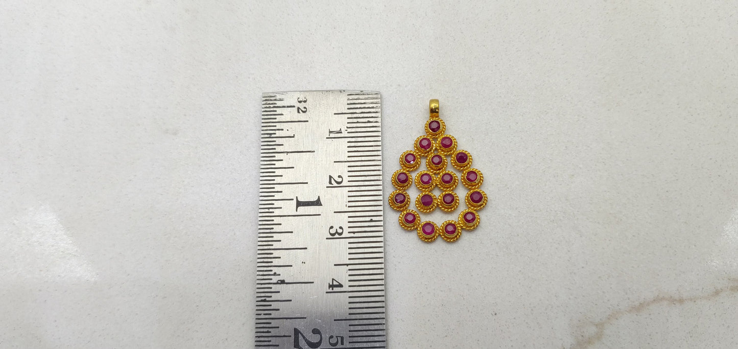 Victorian 18k Gold Hydro Ruby Pendant