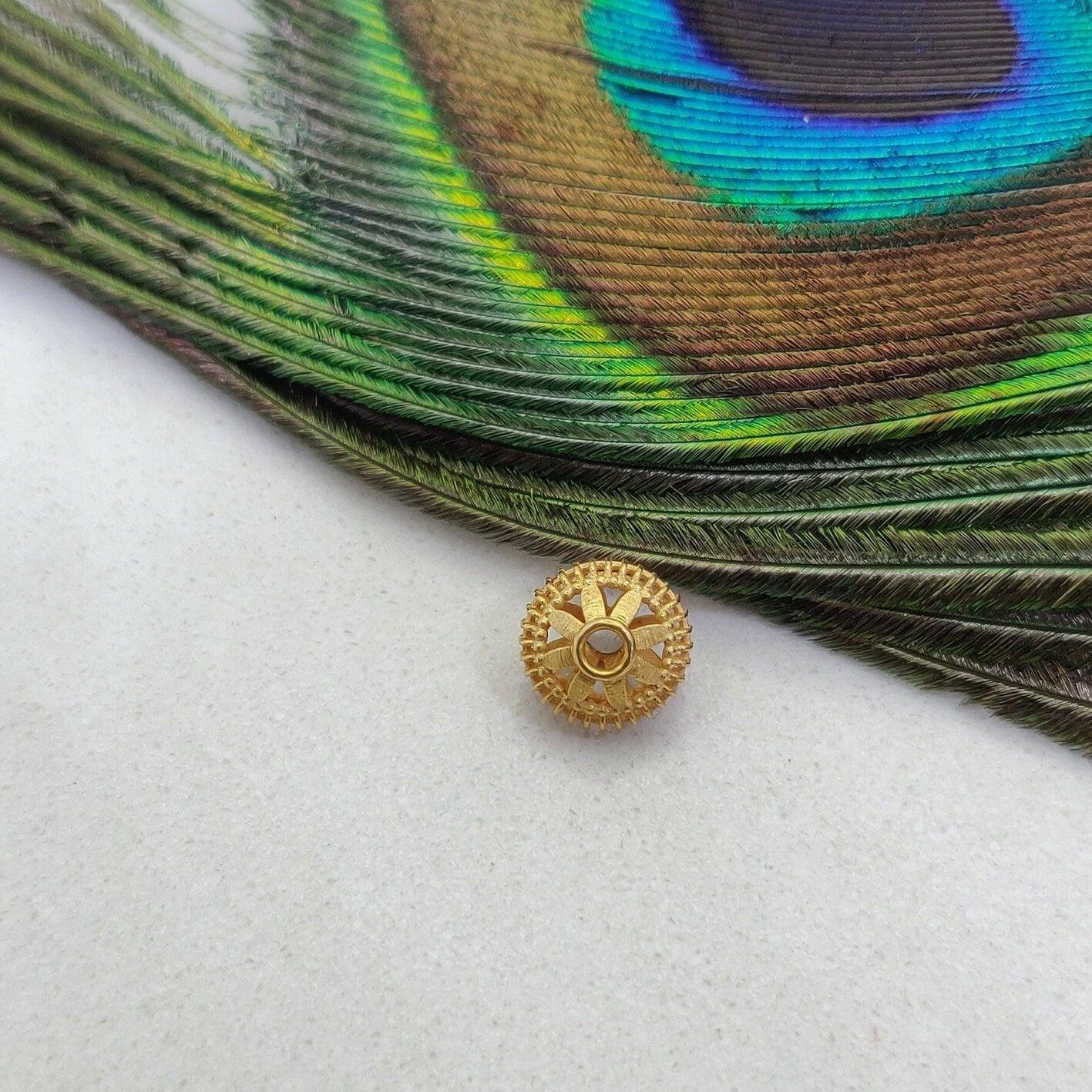 18KTT Gold Wheel Beads 7x8mm