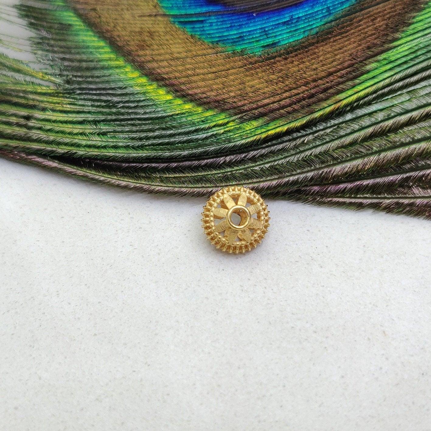 18KTT Gold Wheel Beads 7x8mm