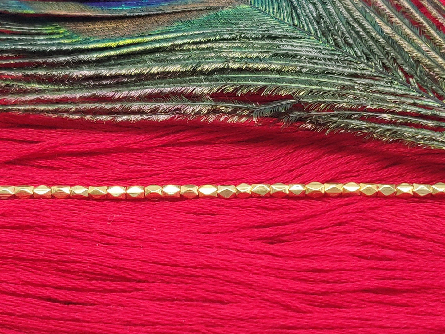 18K Yellow Gold Faceted Spacer Tube Beads Sold as 4 Pcs – Textured Finish