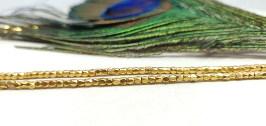 18 Carat Solid Yellow Gold Cube Faceted Gold Spacer Bead Components Sold as 6 Pcs – Textured Finish