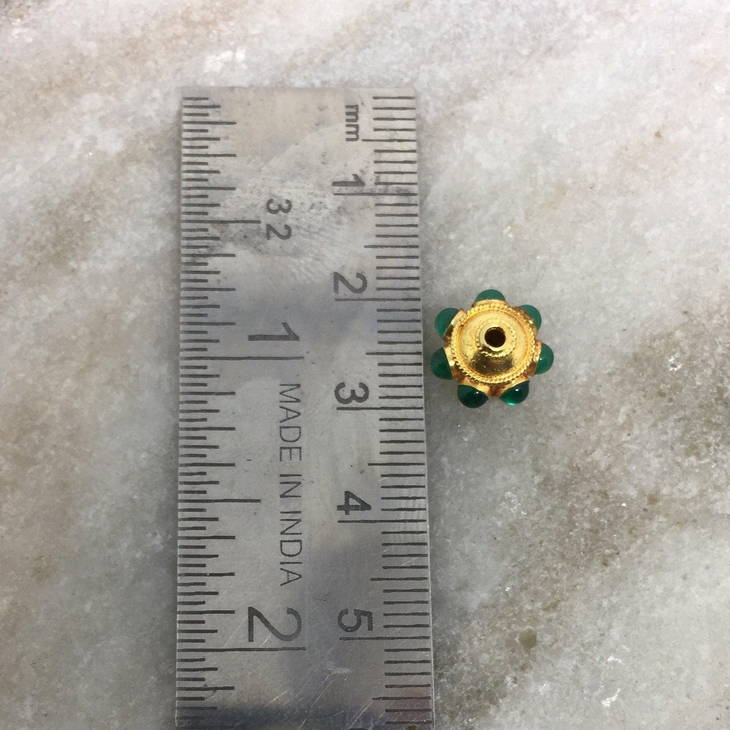 18 Karat Gold Emerald Flower Spacer Beads