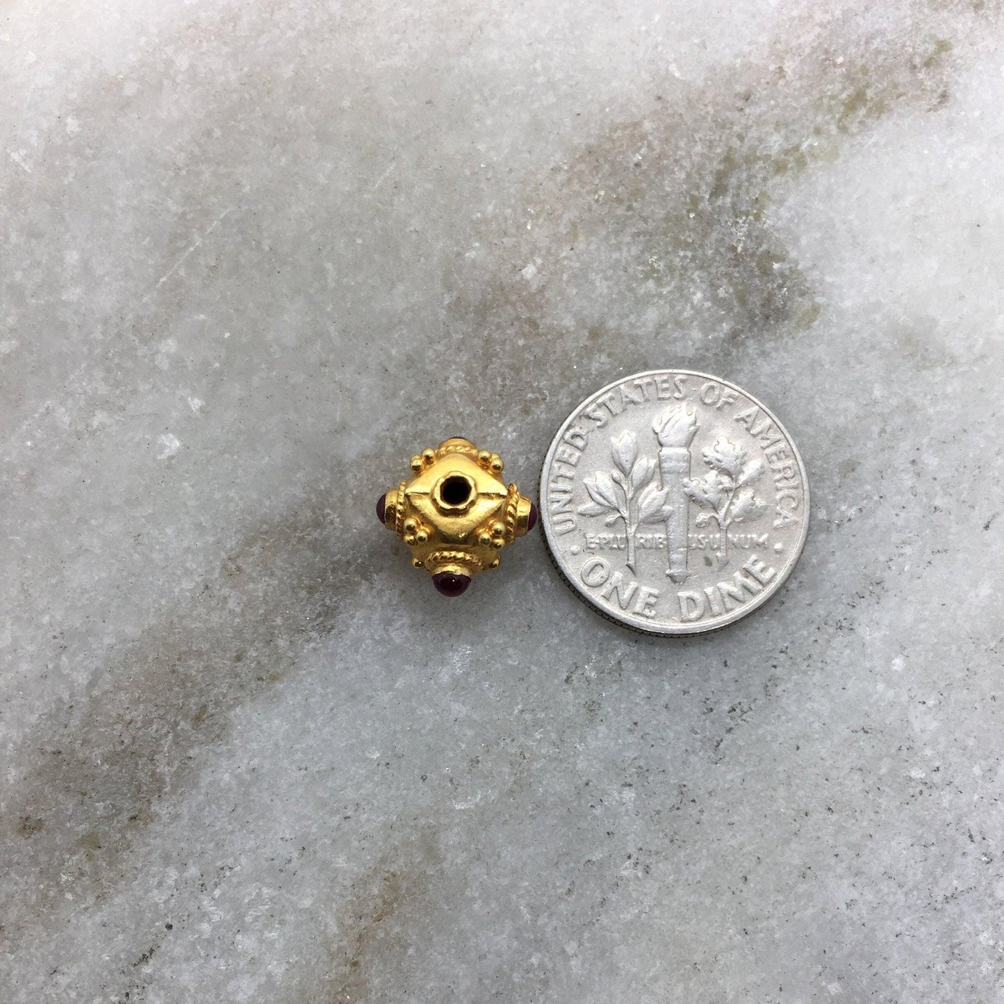 18 Carat Gold Ruby Cube Spacer Beads 7mm