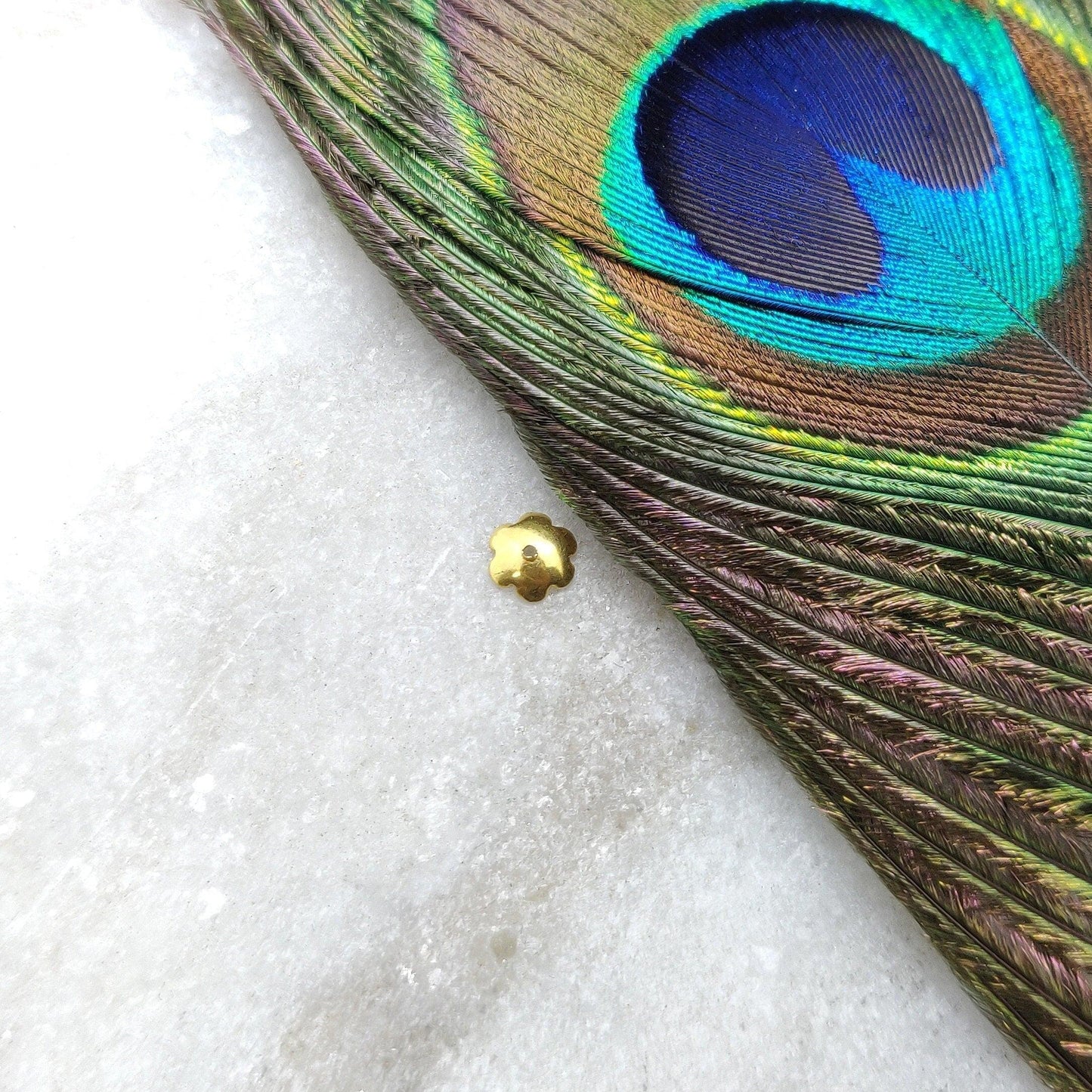 18KT Solid Yellow Gold-Plated Floral Bead Cap Spacer Finding for Elegant Jewelry Designs