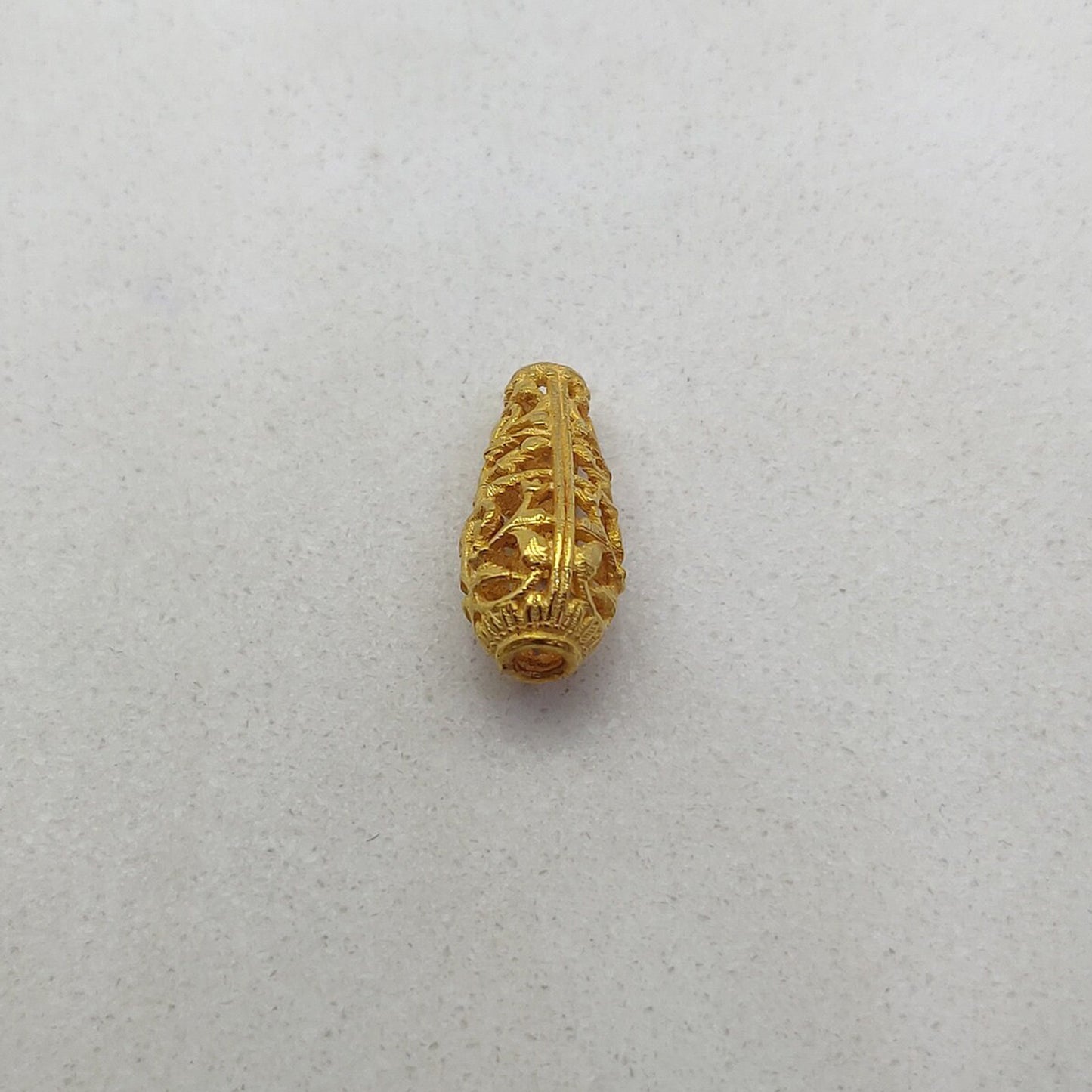 18K Solid Gold Flower Lantern Spacer Bead