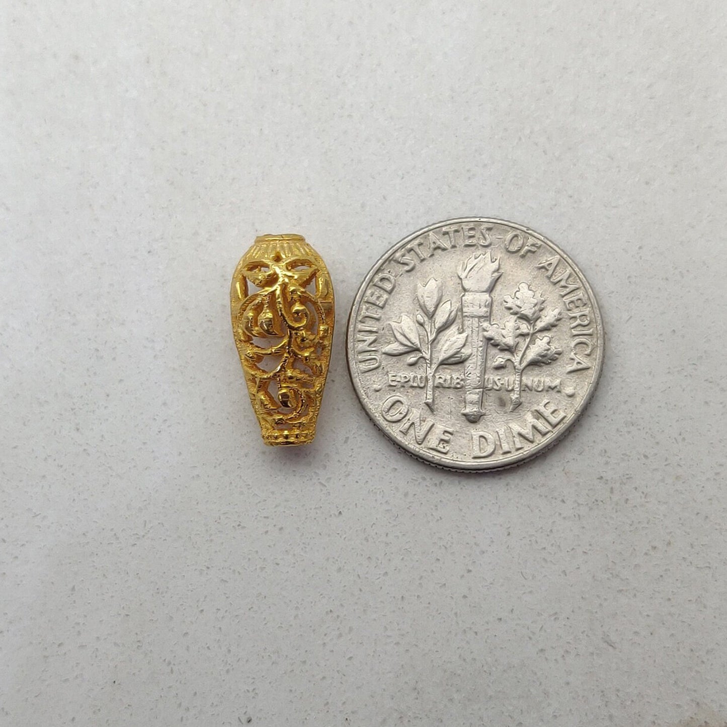 18K Solid Gold Flower Lantern Spacer Bead