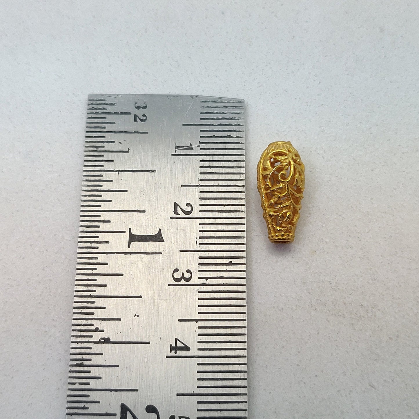 18K Solid Gold Flower Lantern Spacer Bead