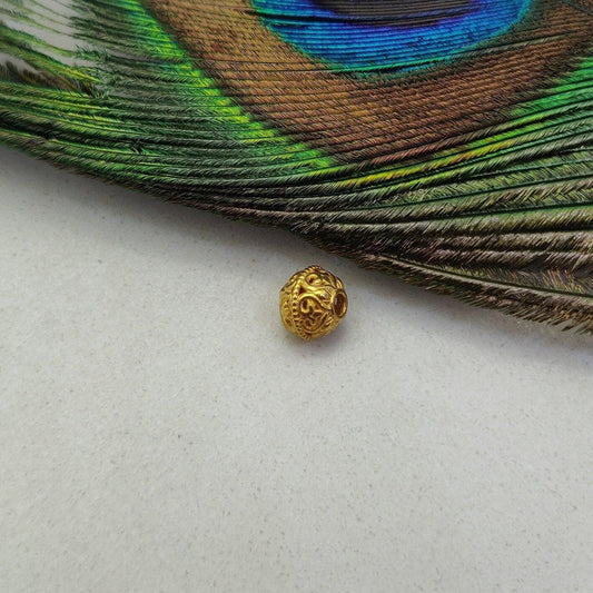 18 Karat Solid Yellow Gold Round Gold Spacer Bead Components 7x6mm