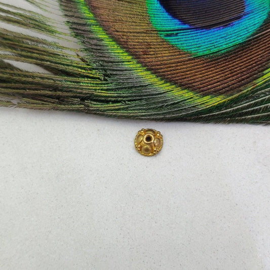 18 Karat Yellow Gold-Plated Fancy Bead Cap Findings 7mm