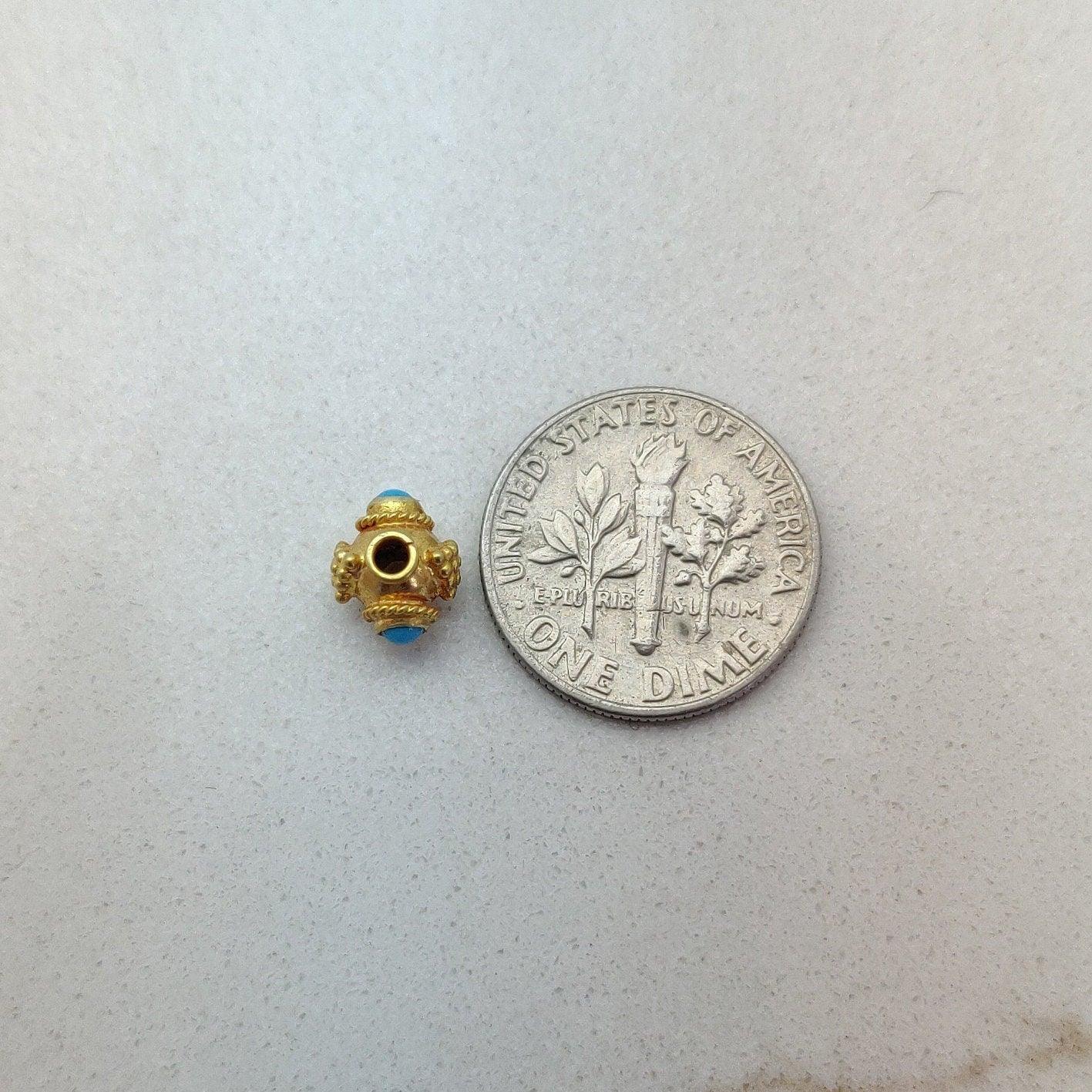 18 Carat Gold Stone studded Fancy Rondelle Spacer Bead 6mm