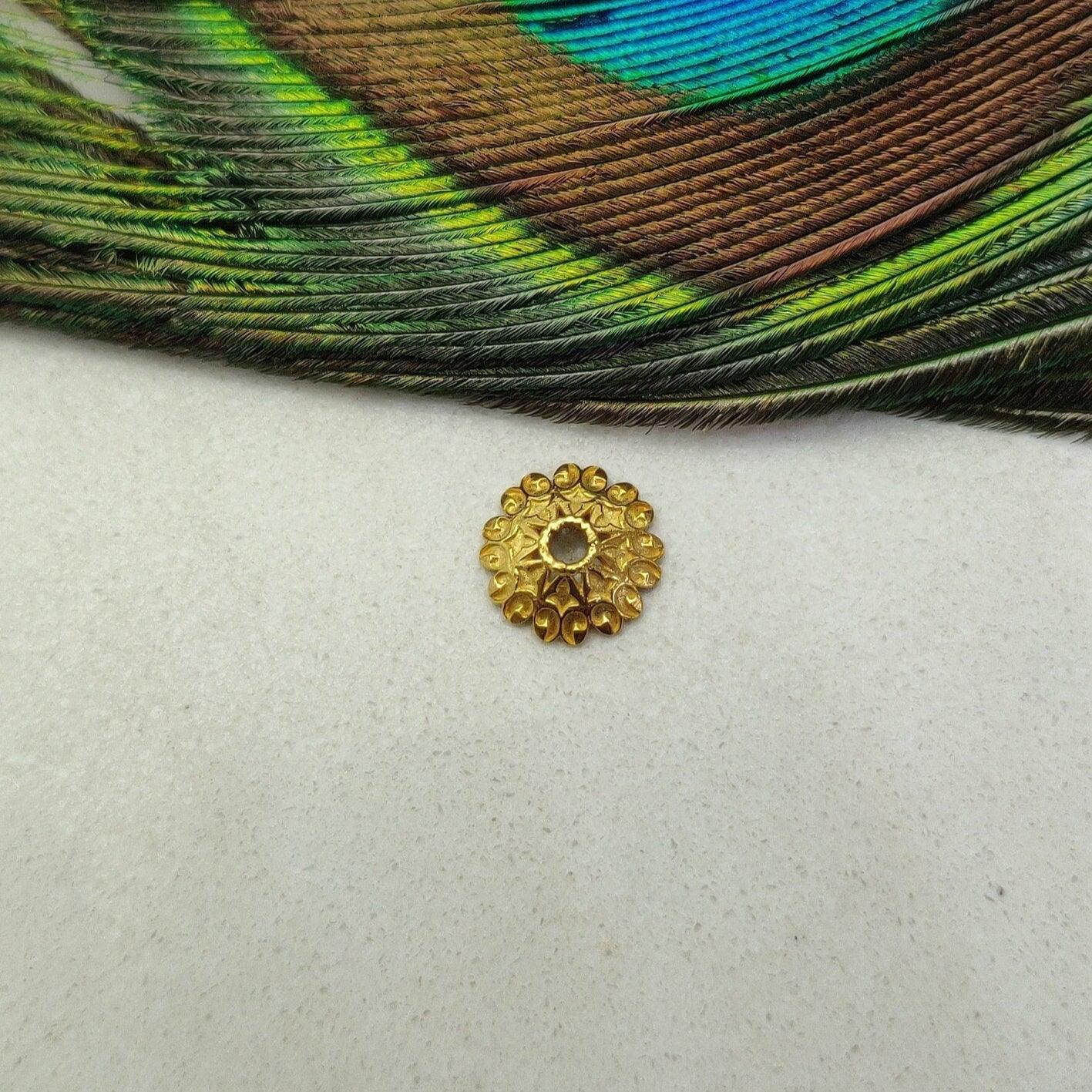 Solid 18 Carat Gold Bead Flower Bead Cap Spacer Charm Supplies