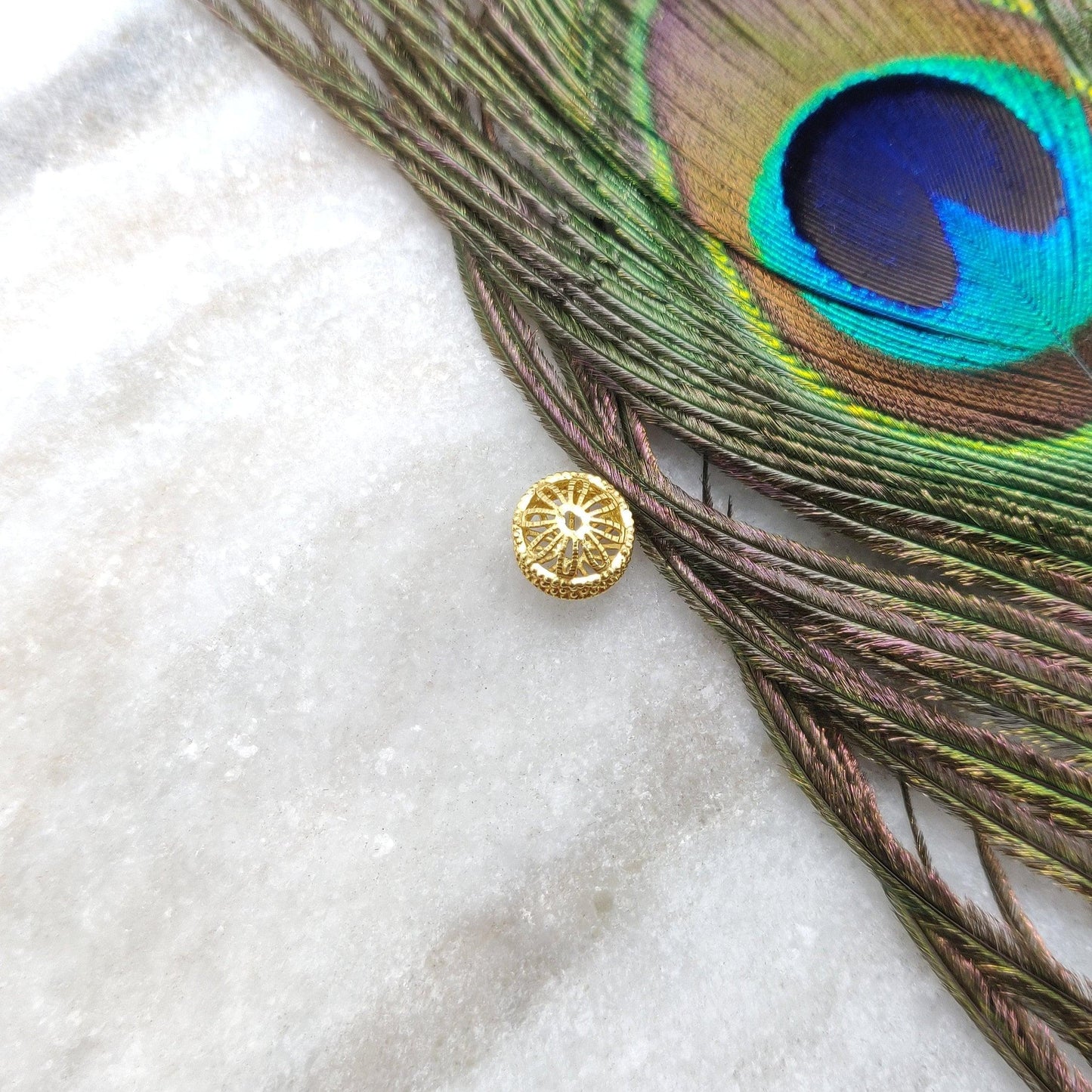 18 Carat Solid Yellow Gold Antique Round Gold Spacer Bead Components 7x9mm