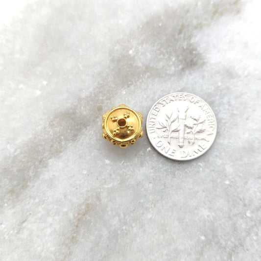 18KTT Gold Fancy Wheel Rondelle Spacer Beads 10mm - view 3